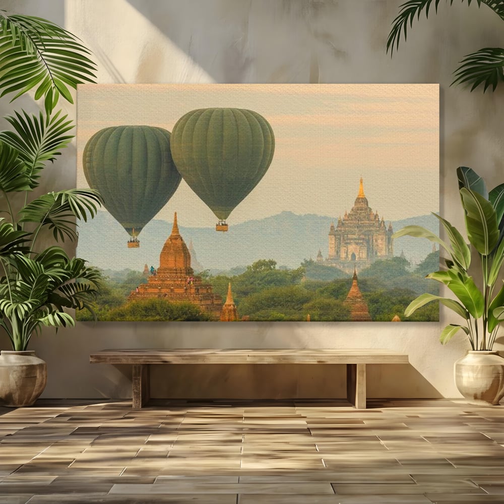 Tablou canvas cu tablou canvas cu peisaj din myanmar, fara rama, pe sasiu de lemn